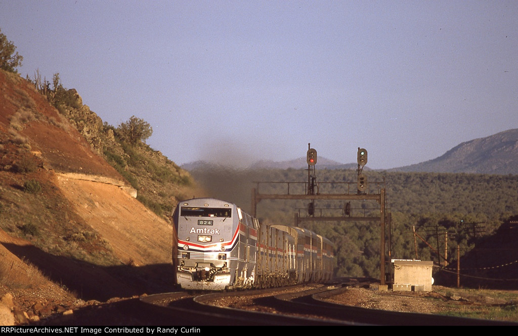 Amtrak #4 with 824 and 13 cars at 6:17 am